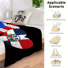 National Flag Heart Fleece Blanket for Camping Travel