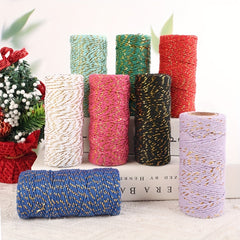 50m Colorful Golden Silk Cotton Rope DIY Gift Bouquet Decoration