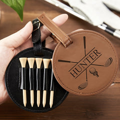 Golf Tees Storage Bag with Engraving - Holds 5 Tees