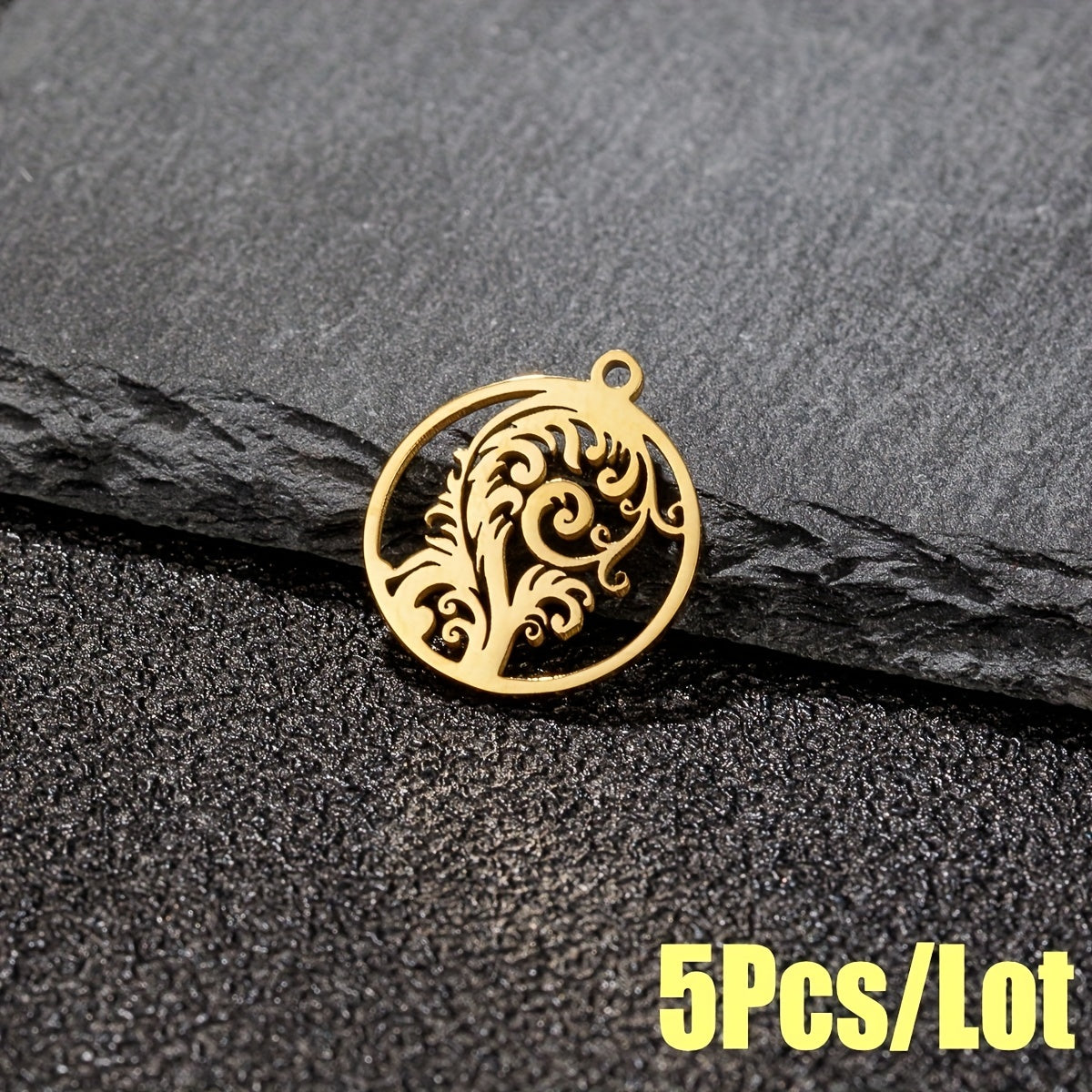 5PCS Stainless Steel Tree Pendant for DIY Accessories