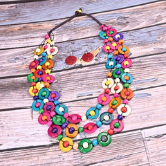 Boho Style Multilayer Necklace Set & Earrings