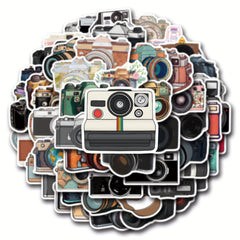 55 Camera Themed PVC Stickers for Scrapbooking Laptops Water Bottles