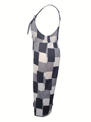  Colorblock Square Neck Wide Leg Jumpsuit