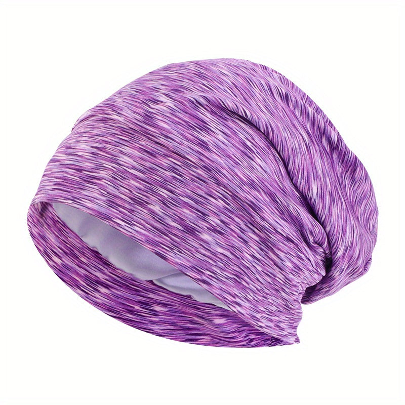 Satin Lined Beanie Cap Mixed Head Wrap Soft Elastic Turban Cap