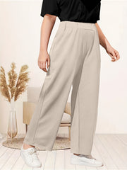  Solid Elastic High Rise Wide Leg Pants