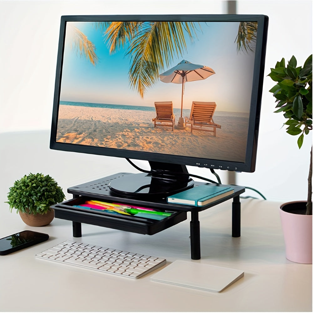 2 Pack Height Adjustable Monitor Stand With Heat Dissipation Tool Desk Riser