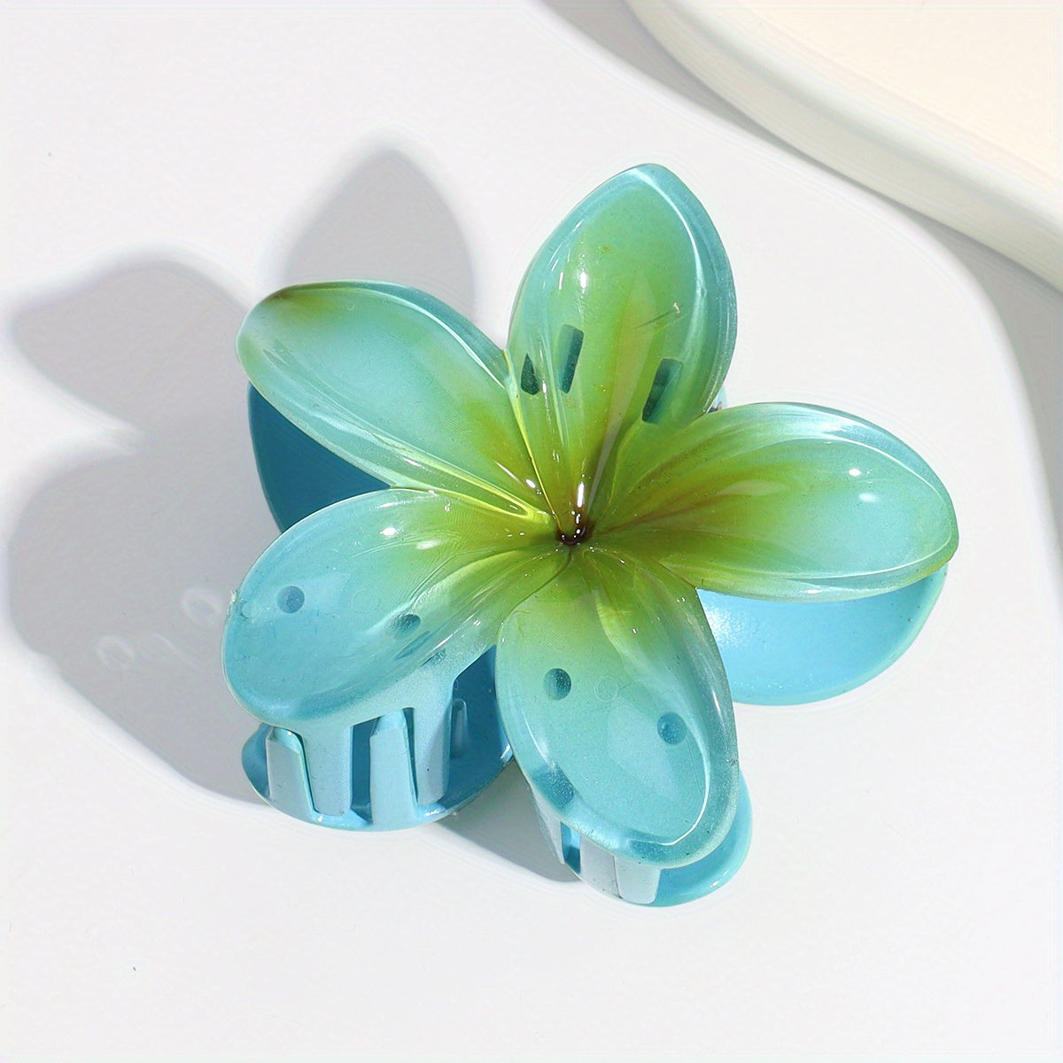Colorful Frangipani Hair Claw Resin Glossy Ponytail Holder