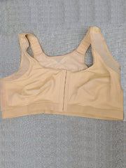 Plus Size Sports Bra Front Closure Contrast Mesh Wireless Bra