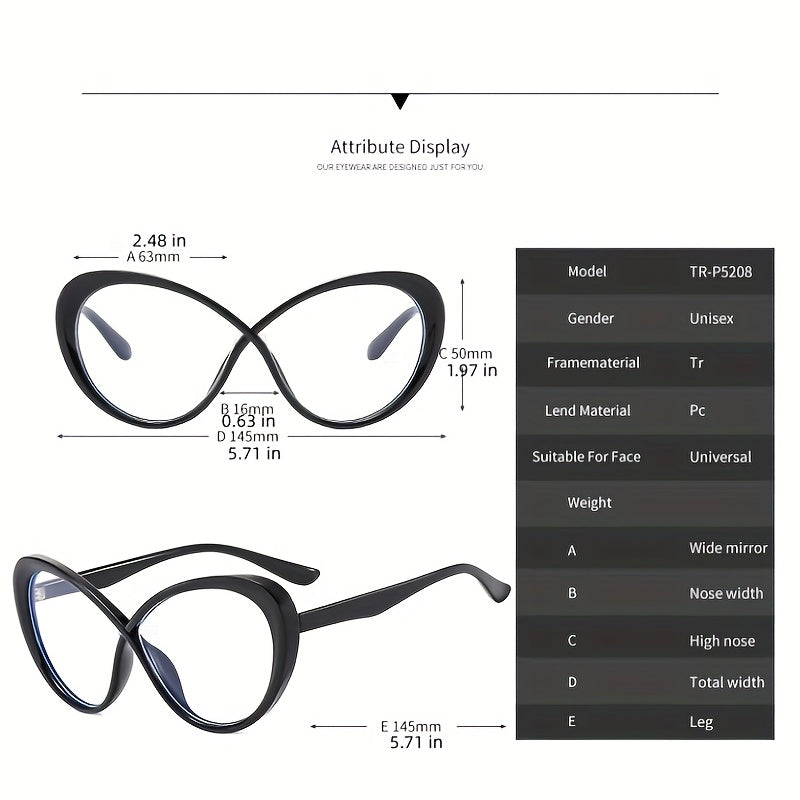Y2K Light Blocking Glasses Jelly Block Cat Eye Clear Lens Anti Eyestrain