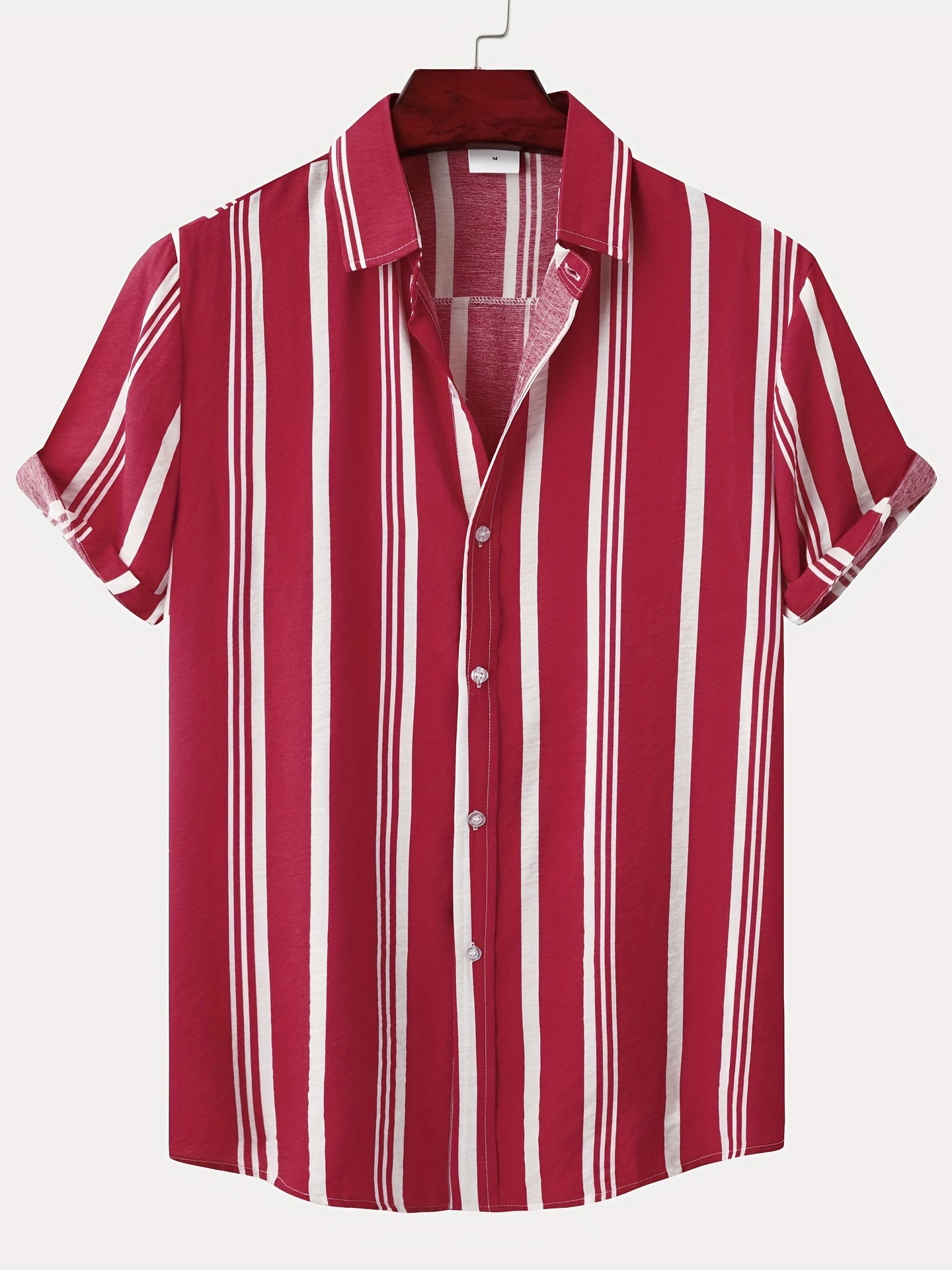 Stripe Print Men's Short Sleeve Shirt for Vacation
