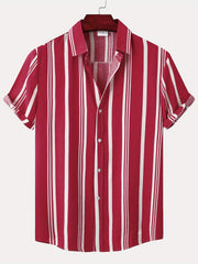 Stripe Print Men's Short Sleeve Shirt for Vacation