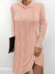  Jacquard Long Sleeve Hooded Dress