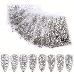1440Pcs Rhinestones Nail Art Round Crystals Strass Glass Nail Charms