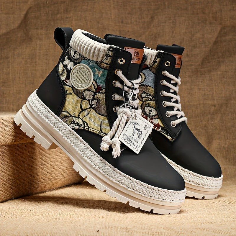 Men's High Top PU Leather Boots Comfy Casual Sneakers