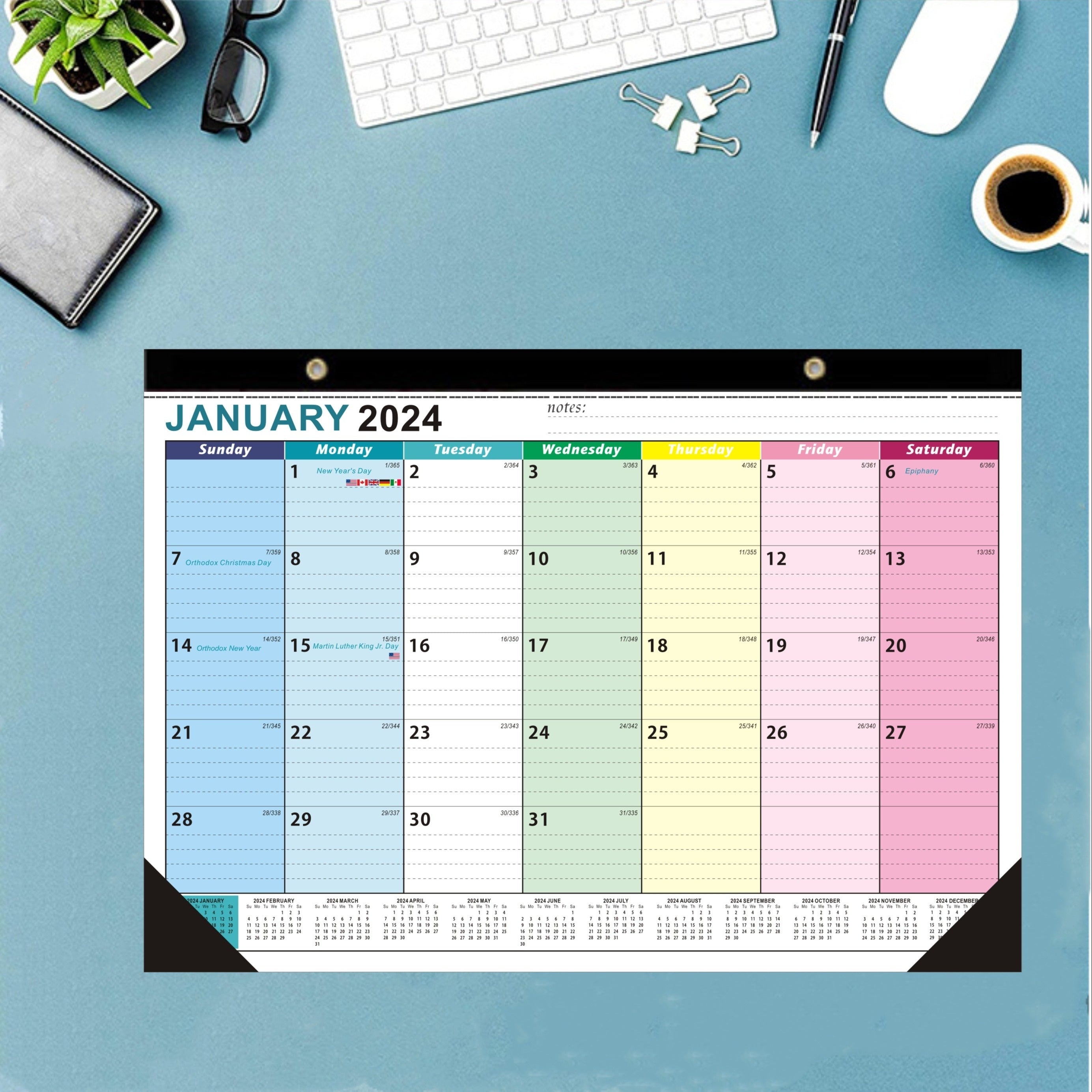 2022 Wall Calendar 17x12 - July to Dec - Thick Paper, Plastic Cover