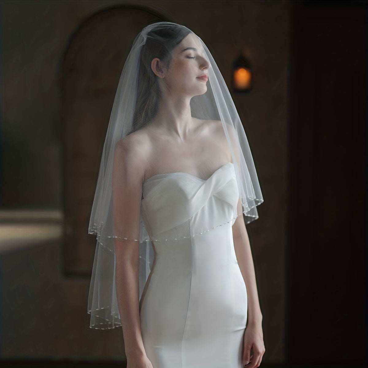 Bridal Head Veil With Comb Double Layer Wedding Hair Accessories