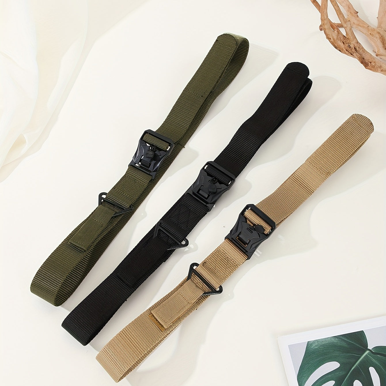 Tactical Belt Retractable Quick Release Plastic Buckle Braided Canvas Belts