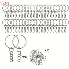100pcs Key Ring Set Split Round Keychain Rings Bulk