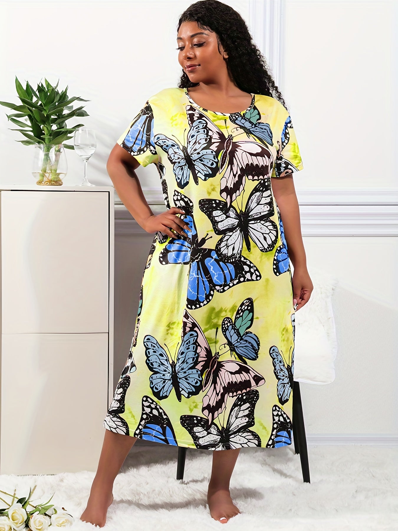  Tie Dye Butterfly Print Loungewear Dress