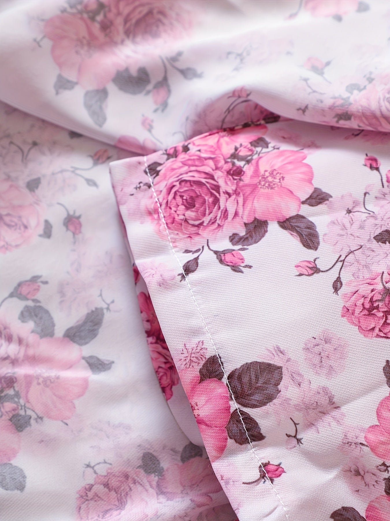 Girls V neck Flowers Graphic Belted Skirt Rompers