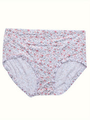 4 Pcs Women's Plus Ditsy Floral Print Comfort Briefs