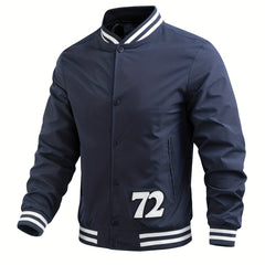 Men's Print Windbreaker Jacket Casual Baseball Collar Coat