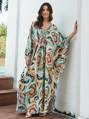  Boho Cover Up Women's Plus Allover Print Beach Cover Up Dress