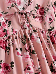  Women's Floral Ruffle Sleeve Dress