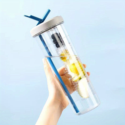 700ml Clear Tumbler w/ Infuser & Straw for Summer & Winter Drinks