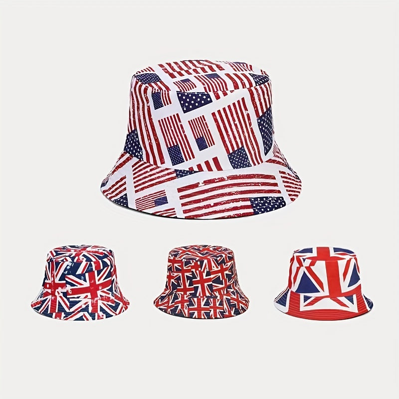 Versatile Sunshade Bucket Hat American Flag Print Sun Hat Men Women