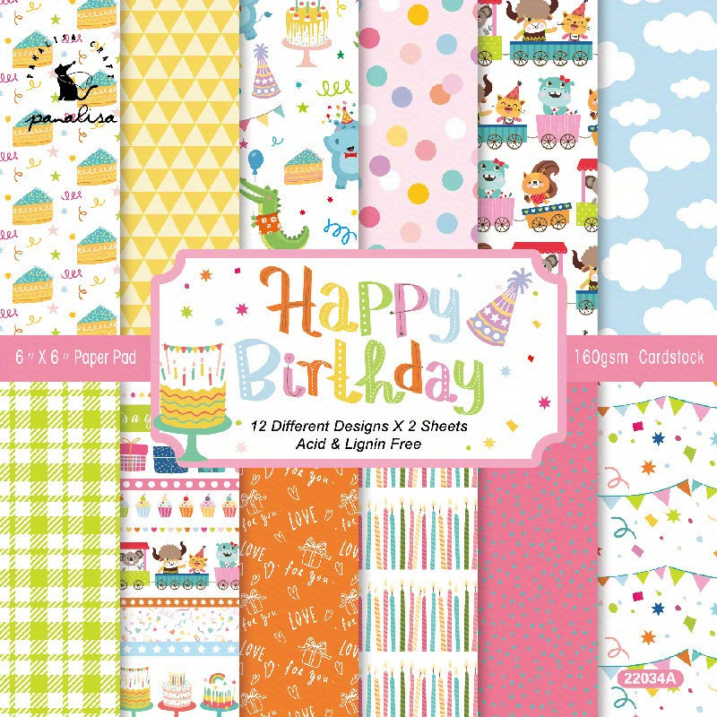 6 Inch Happy Birthday Scrapbook Paper