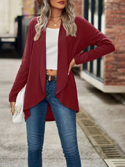  Solid Open Front Cardigan