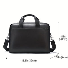 Large Leather Laptop Briefcase with Shoulder Harness