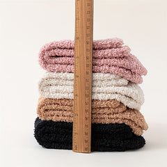 7 Pairs Smile Print Fuzzy Socks Comfy & Warm Mid Tube Socks