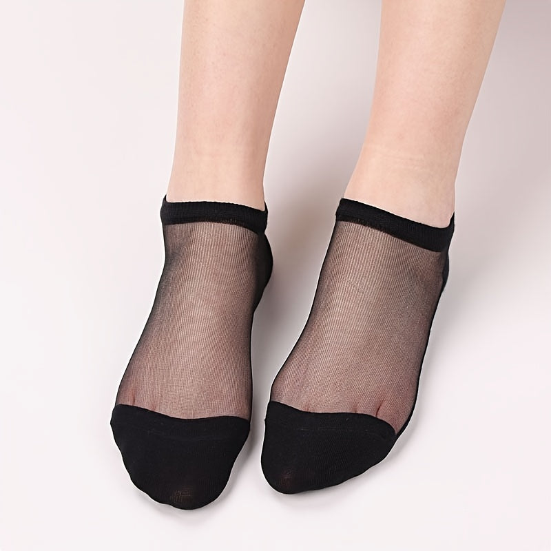 6 Pairs Lace No Show Socks Breathable Crystal Glass Low Cut Ankle Socks