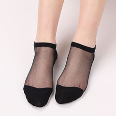 6 Pairs Lace No Show Socks Breathable Crystal Glass Low Cut Ankle Socks