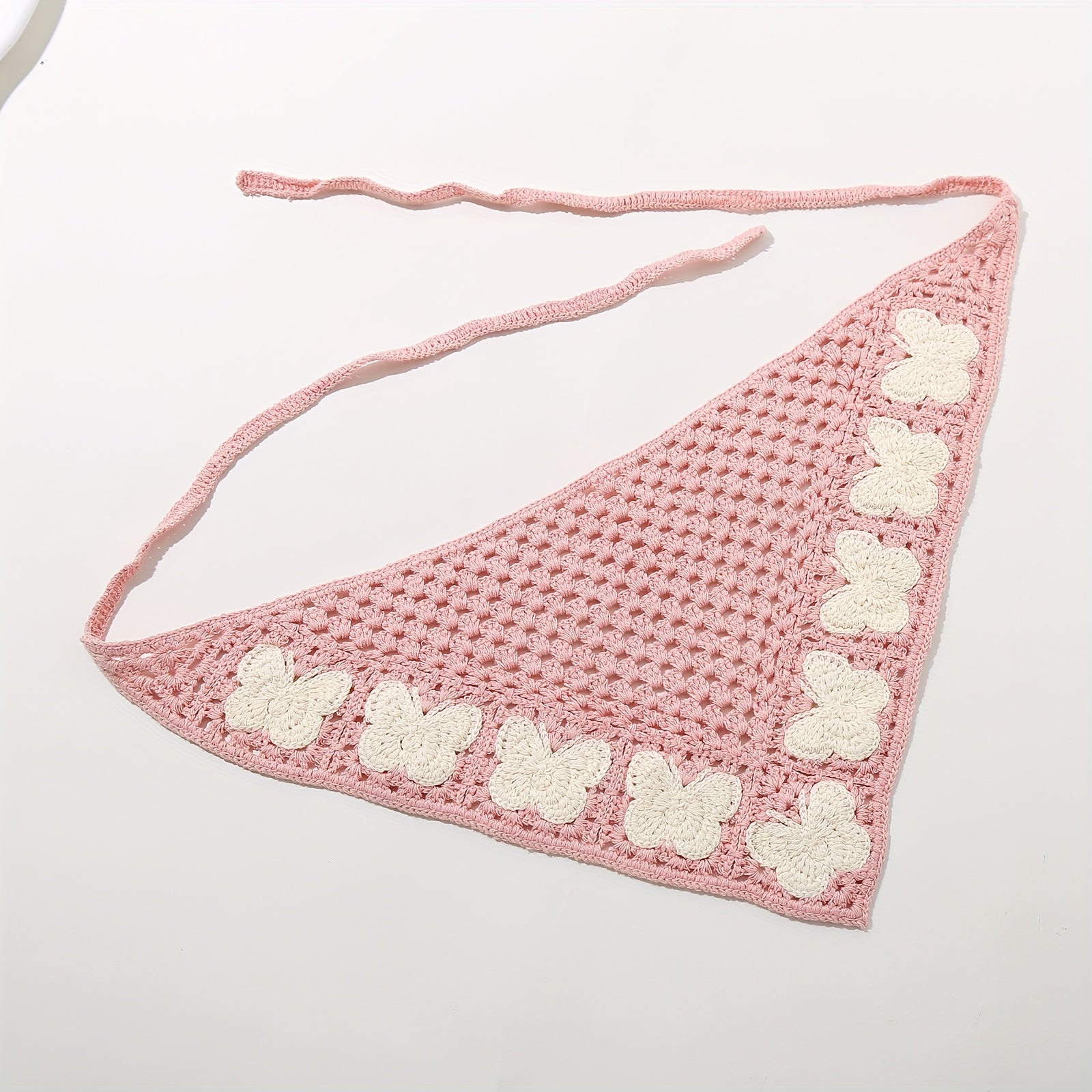 Butterfly Crochet Triangular Scarf Sweet Bandana Headband Hair Accessory