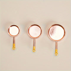 3pcs Mini Long Handle Pans Dollhouse Kitchen Accessories Food Play Scene Model