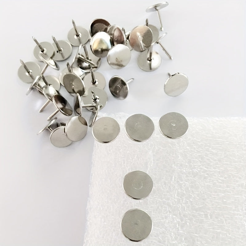 100pcs Nickel Plated Flat Head Push Pins Silver Office Push Pins