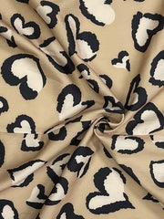  Heart Print Button Up Blouse Long Sleeve V Neck