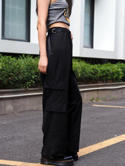  Buckle Wide Leg Cargo Trousers