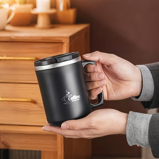 Double Layer Mug with Lid Coffee Cup Milk Cup Water Cup for Office Bedroom Study