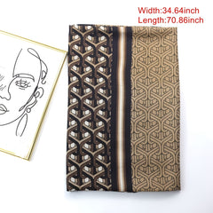Geometric Ring Print Scarf Block Shawl Frayed Edge Windproof Head Wrap