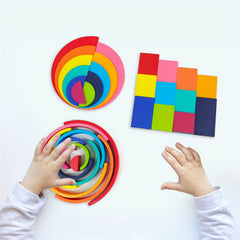 Rainbow Building Block Toy for Kids, Interactive Sensory Play Set