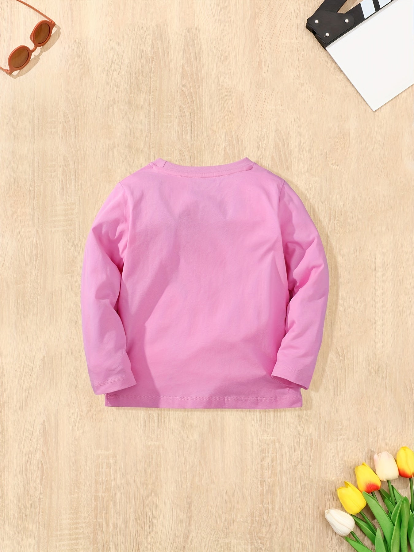 Girls Cartoon Embroidered Long Sleeve Cotton Top