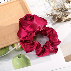 Solid Rose Silk Scrunchie Ponytail Holder Hair Band