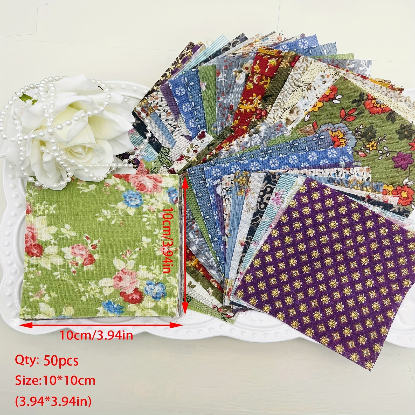 50pcs Dark Cotton Fabric Quilting Set for Clothing Sewing