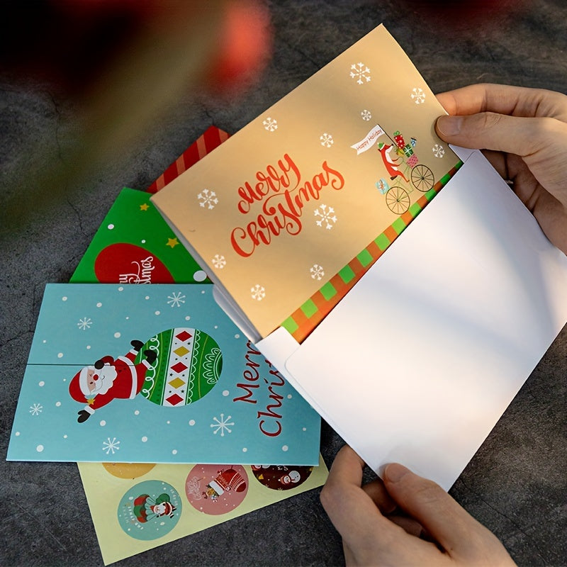 6 Sets Christmas Greeting Cards with Envelopes and Stickers