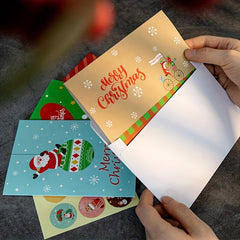 6 Sets Christmas Greeting Cards with Envelopes and Stickers