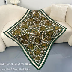 Women's Large Satin Square Scarf Silk Neckerchief Accessory